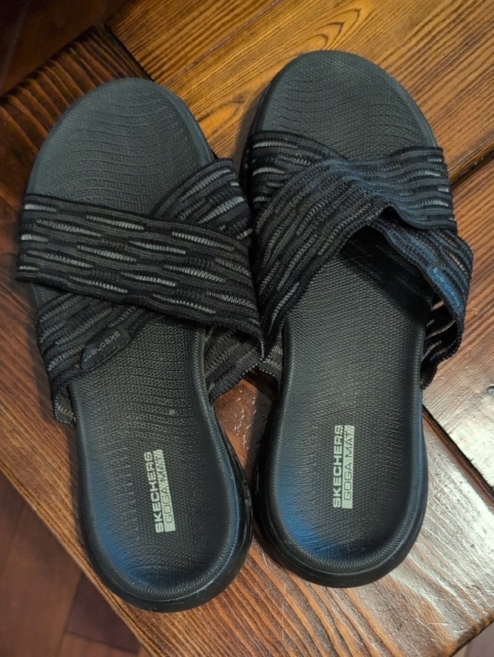 Skechers Black Slip-On Sandals Size 6
